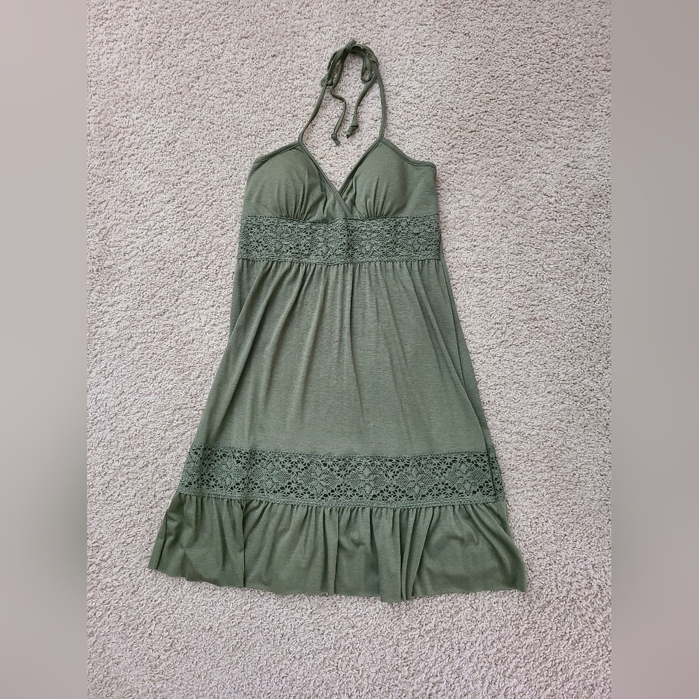 Chic Olive Halter Mini Dress